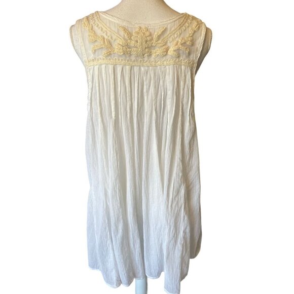 Anthropologie Meadow Rue Top XL Shirt Blouse White Embroidered Sleeveless NEW - Picture 2 of 14